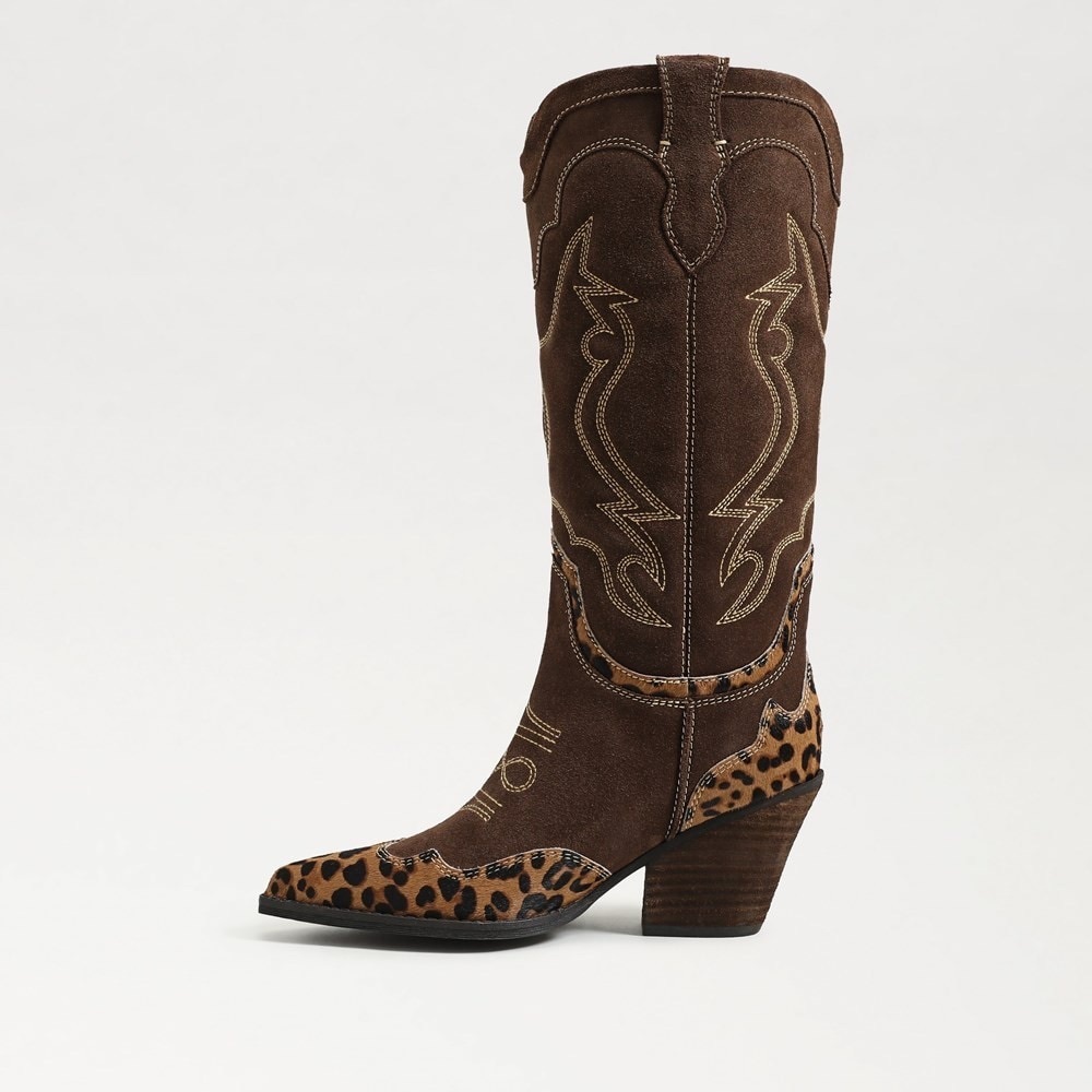 Sam Edelman Brown and Leopard Heeled Boots - Picture 4 of 7